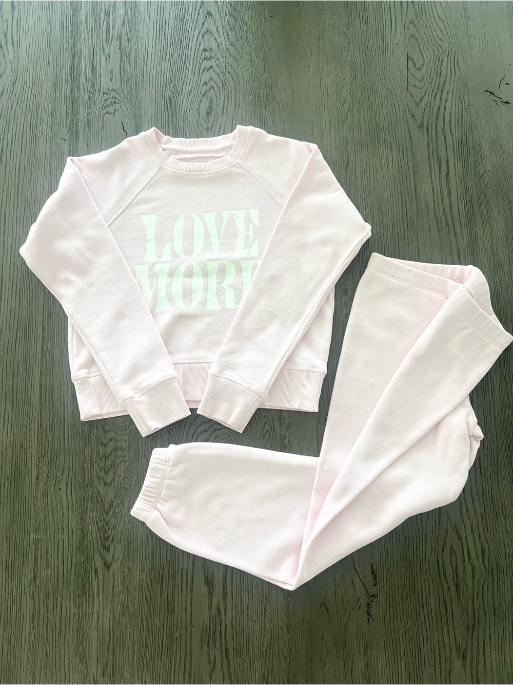 Spiritual Gangster Kids Girls Sweatshirt and Joggers/Sweatpants Set, Pink, 10Y